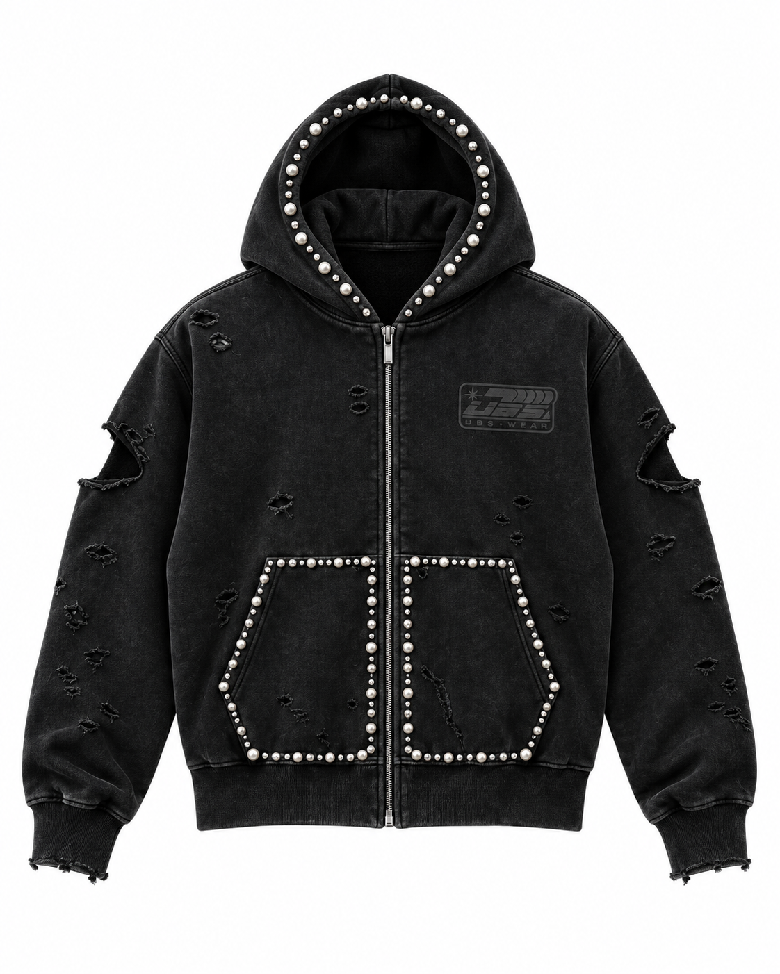 Black hoodie pearls