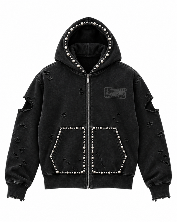 Black hoodie pearls