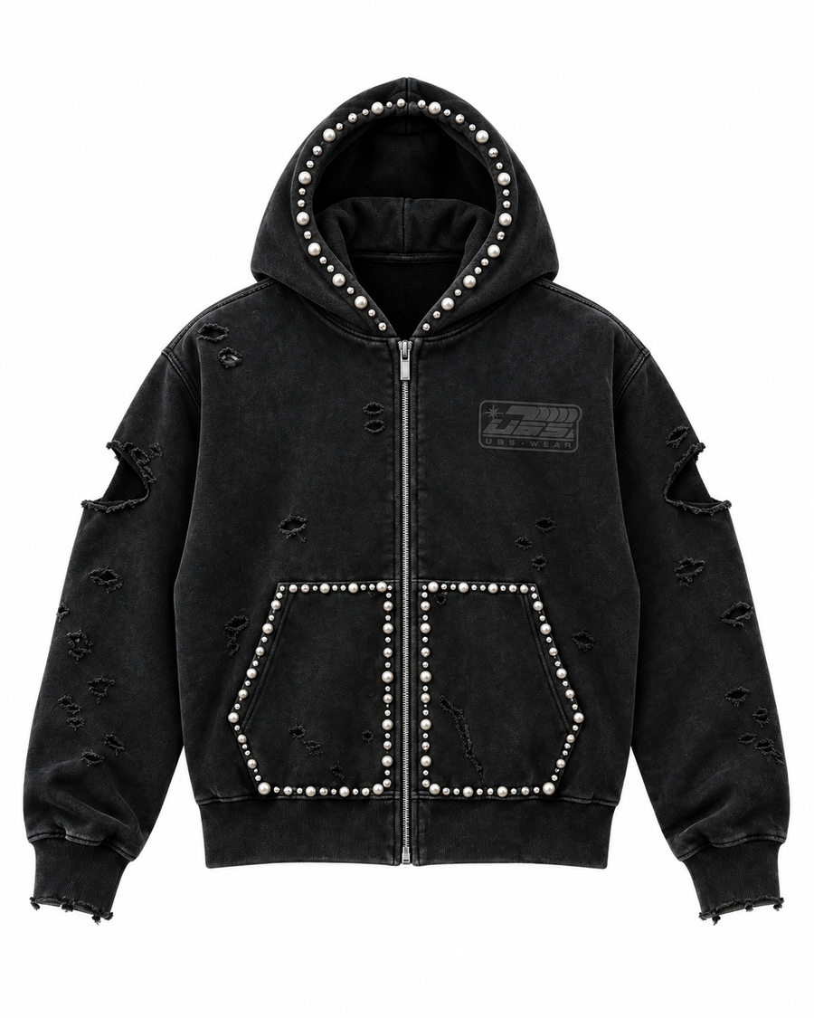 Black hoodie pearls