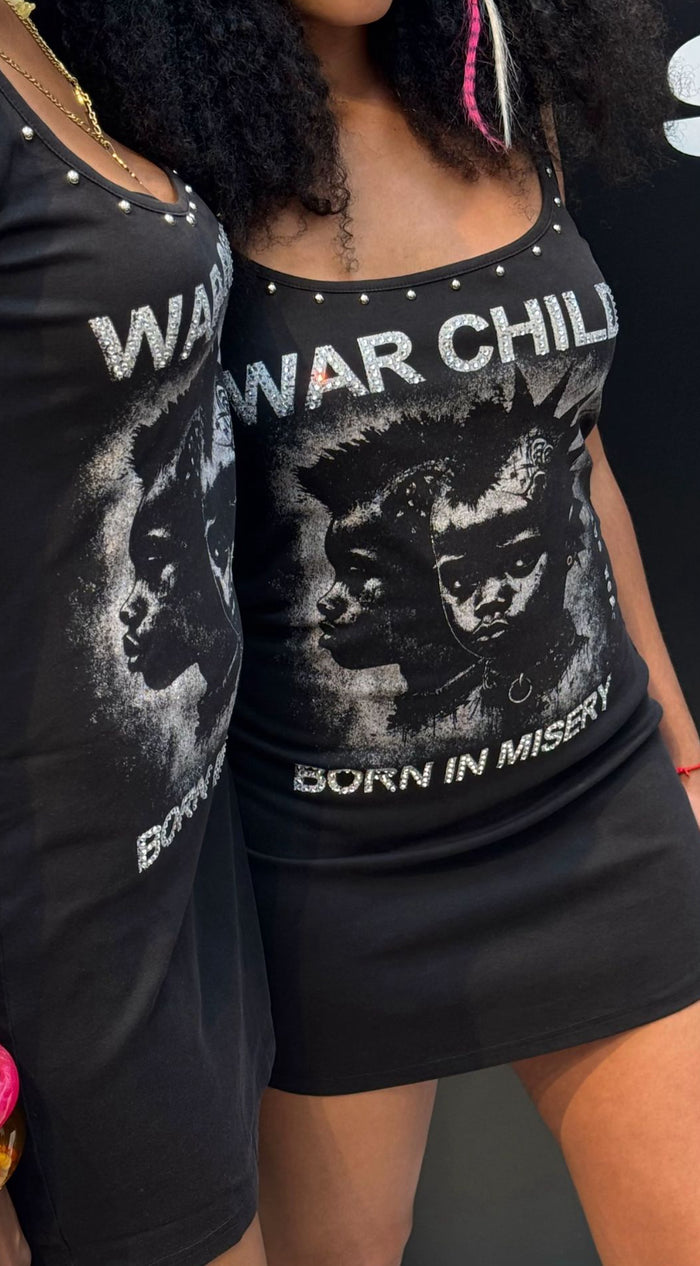 War child dress rhinestone