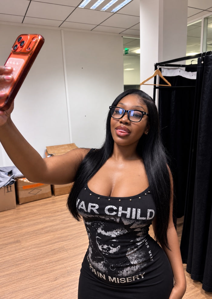 War child dress rhinestone