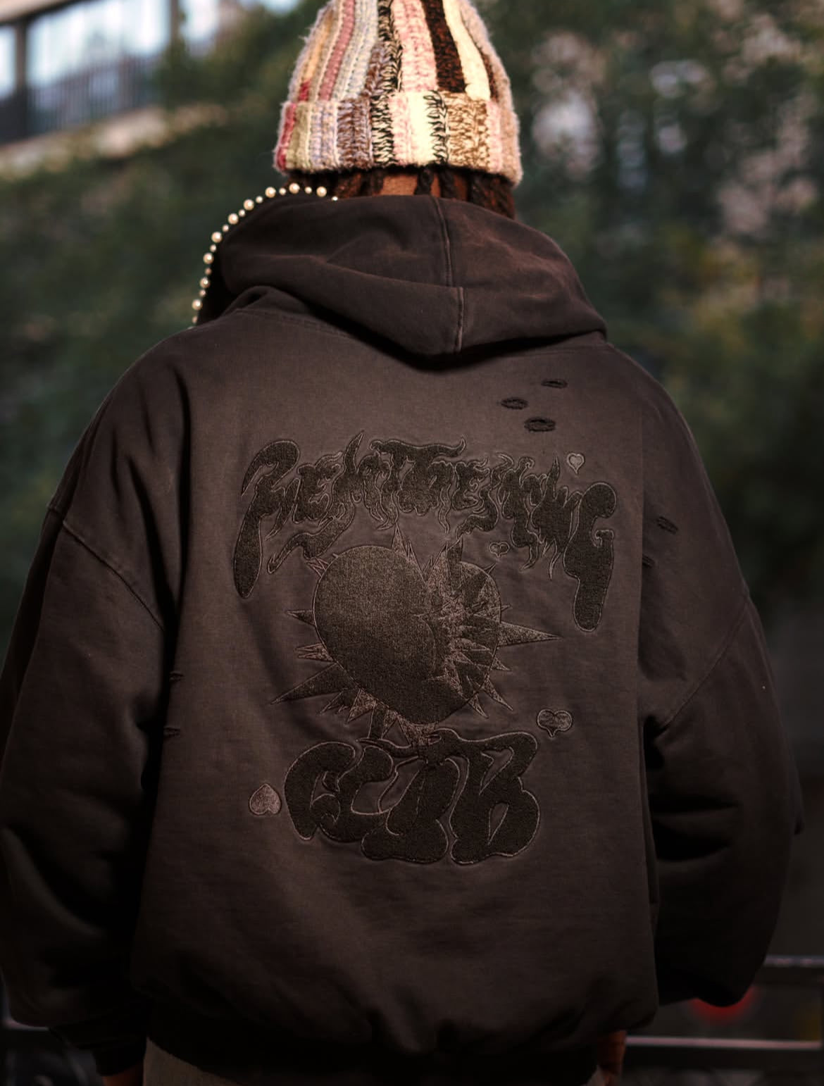 Black hoodie pearls