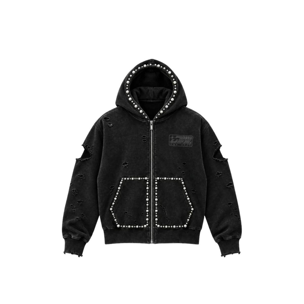 Black hoodie pearls