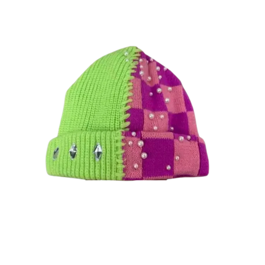 Green Purple Beanie.