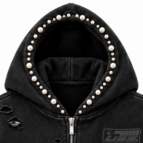 Black hoodie pearls